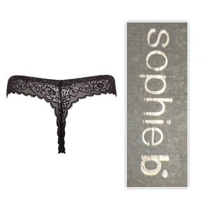 Sophie B Black Laser Cut No Show Invisible Thong Panties